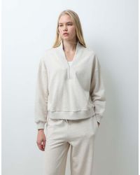 4th & Reckless - Cotton Fleeceback Ribbed Neckline Detail Sweatshirt Co-ord - Lyst
