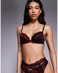 Ann Summers - Sujetador Negro Y Rojo Escotado Con Relleno Sexy Lace De - Lyst