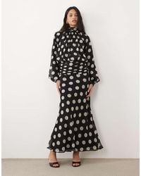 ASOS - High Neck Drape Chiffon Maxi Dress With Neck Tie - Lyst