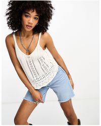 ONLY - Pointelle Knitted Vest Top - Lyst