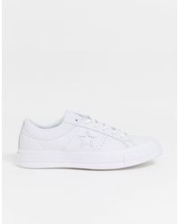 converse one star white monochrome leather sneakers