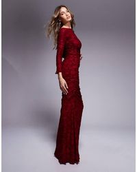 ASOS - Devore Long Sleeve Ruched Maxi Dress - Lyst