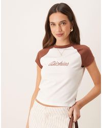 Dickies - T-shirt court à manches raglan avec logo en corde style western - blanc cassé et cappuccino - Lyst