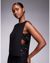 River Island - 3d Flower Seam Detail Top - Lyst