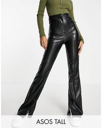 ASOS Asos Design Tall Leather Look Kick Flare - Black