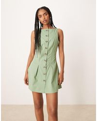 ASOS - Slash Neck Button Down Waistcoat Mini Sundress - Lyst