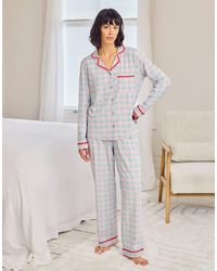 Chelsea Peers - Long Pyjama Set With Embroidery And Frill Detail - Lyst