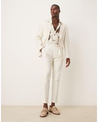 ASOS - – eng geschnittene anzughose im chino-stil aus leinenmix - Lyst