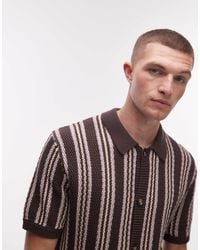 TOPMAN - Textured Striped Button Up Shirt - Lyst
