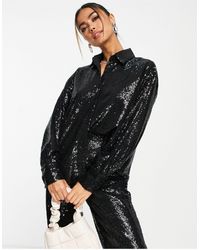 In The Style - Exclusive Sequin Oversized Shirt Co-ord - Lyst
