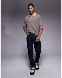 ASOS - Relaxed Boxy Fit Pointelle Open Knitted Polo With Collar Tipping Detail - Lyst