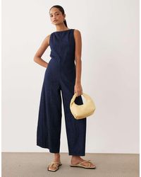 ASOS - Ankle Grazer Denim Jumpsuit - Lyst