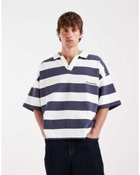 Jack & Jones - Polo De Rugby A Rayas Azules Y Blancas De Manga Corta - Lyst