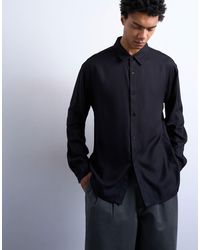 TOPMAN - Relaxed Fit Viscose Twill Shirt - Lyst