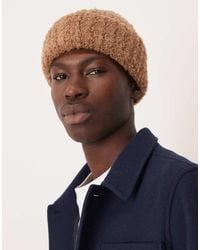 ASOS - Gorro Beis De Punto Bouclé Acanalado Grueso De - Lyst