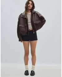 Stradivarius - Oversize Leather Effect Jacket - Lyst