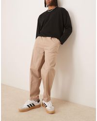 ASOS - Smart Oversized Tapered 100% Cotton Chino Trousers With Side Adjusters - Lyst