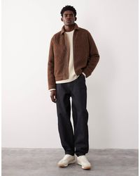 ASOS COLLECTIVE - Blouson harrington oversize en laine mélangée - marron - Lyst