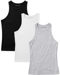 French Connection - 3 Pack Cotton Ribbed Crew Neck Racer Back Vests - Lyst