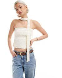 Miss Selfridge - Burnout Textured Bandeau Scarf Top - Lyst