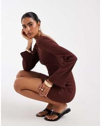 ASOS - Cotton Rich Ribbed Scoop Back Mini Dress - Lyst