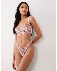 Wild Lovers - Suzette Embroidered Floral Mesh Briefs - Lyst