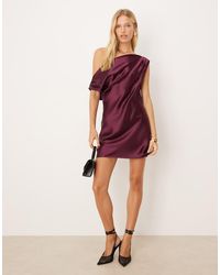 ASOS - Satin Drape One Shoulder Mini Dress - Lyst