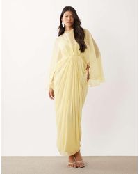 ASOS - Draped Cape Bodice With Skirt And Open Back With Tassel Detail Maxi Dress - Lyst