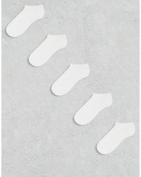 ASOS - Pack De 5 Pares De Calcetines De Deporte Blancos De - Lyst