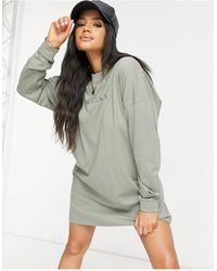The Couture Club Archive Logo Oversized Long Sleeve T-shirt Dress - Green