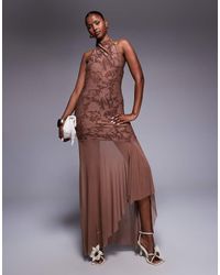 ASOS - Vestito Lungo Accollato Con Gonna Trasparente - Lyst