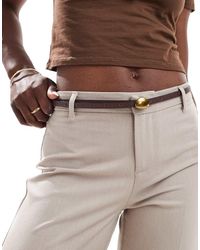 ASOS - Cinturón Marrón Estrecho Para Cadera Y Cintura Con Hebilla Con Diseño Abombado Abstracto De - Lyst