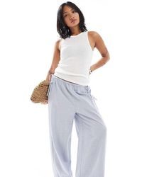 Only Petite - Pantalones Azules A Rayas De Pernera Ancha Con Detalle De Lazada De - Lyst
