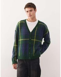 Collusion - Knitted Cardigan With And Neon Check - Lyst