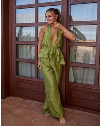 South Beach - Pantalones Playeros Verdes De Corte Suelto De X Misha Grimes (Parte De Un Conjunto) - Lyst