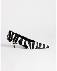 TOPSHOP - Avril Hair On Real Leather Kitten Heel Mid Court Shoe - Lyst