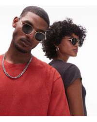 Le Specs - – odyssey – runde sonnenbrille mit metallgestell und polarisierten gläsern - Lyst