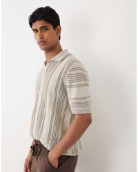 ASOS - Relaxed Short Sleeve Knitted Crochet Notch Neck Polo - Lyst