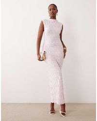 Vila - Maxi Jurk Van Jersey Met Textuur - Lyst