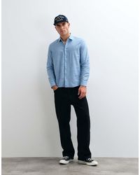 Blend - Cotton-linen Regular Fit Long Sleeve Shirt - Lyst