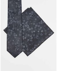 ASOS - Satin Floral Print Tie And Pocket Square Set - Lyst