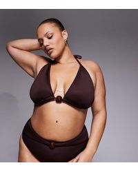 ASOS - Asos Design Curve Dora Premium High Apex Triangle Bikini Top With Jumbo Bead - Lyst