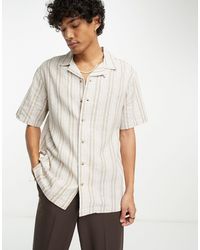 PacSun - Bodhi resort - chemise en lin à manches courtes - rayures fauve et blanches - Lyst