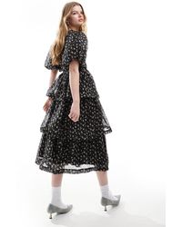Sister Jane - Dream Puff Sleeve Tiered Midi Dress - Lyst