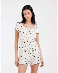Loungeable - Waffle Jersey Shorts And T-shirt Pyjama Set - Lyst
