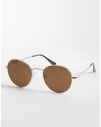 Vero Moda - Metal Frame Rounded Sunglasses - Lyst