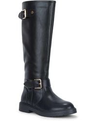 SEQWL - Knee High Riding Boots With Double Buckles And Straps - Lyst