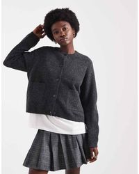 ONLY - Front Pocket Crew Neck Cardigan - Lyst