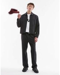 TOPMAN - Premium Relaxed High Waisted Pinstripe Wool Blend Suit Trouser - Lyst