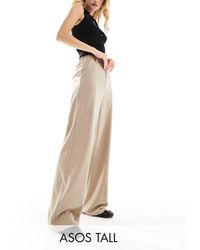 ASOS - Asos design tall - pantalon ample à fines rayures - taupe - Lyst